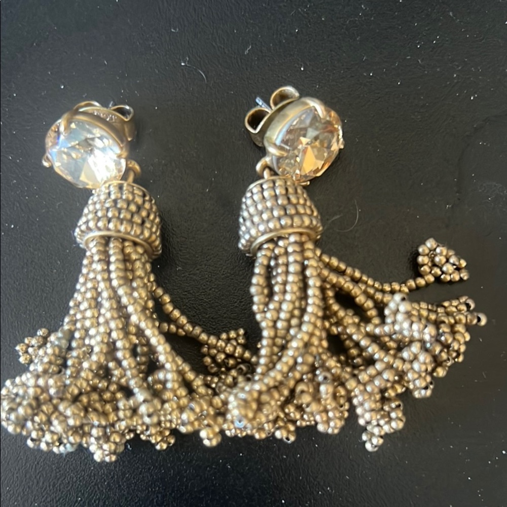 Elegant Gold Beaded Tassel Earrings